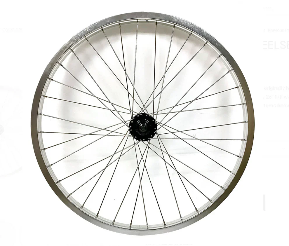 Fit Bike 26″ Covid Cruiser Wheelset Silver W/black Hubs - Image 3
